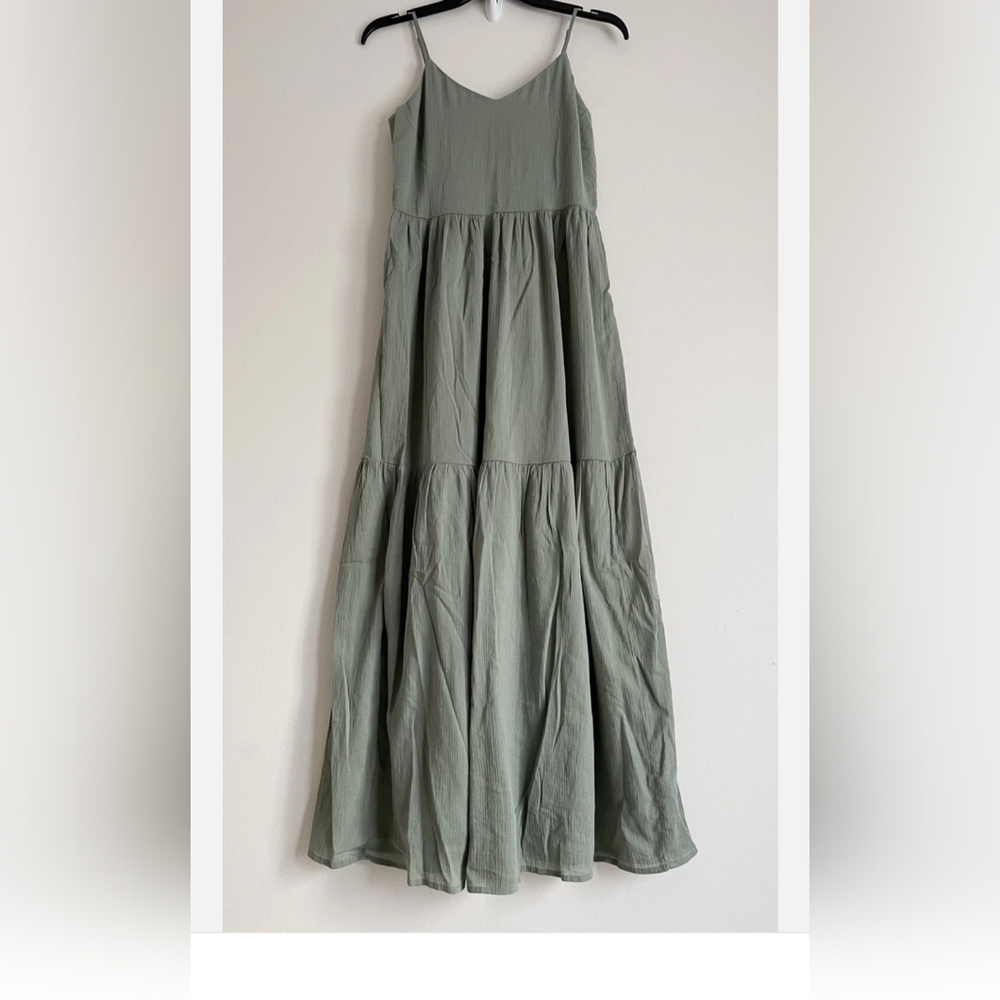 Gap V-neck Olive Green Maxi Dress